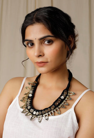 Black Tribal Silver Necklace